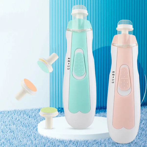 Baby Nail Trimmer Electric Safe Clippers File Kit Manicure Set, Trim Polish Grooming For Newborn Toddler Or Adults Toes Fingernails, 6 Grinding Heads And Led Light